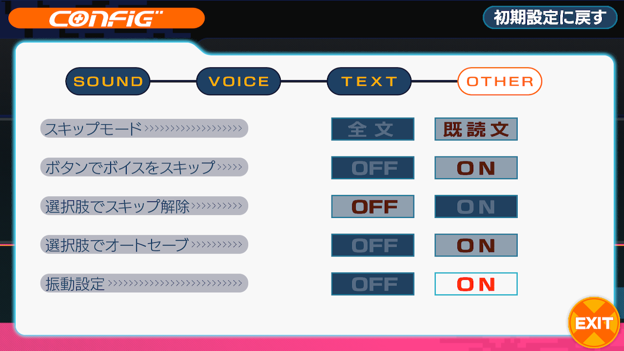 コンフィグ画面：OTHER